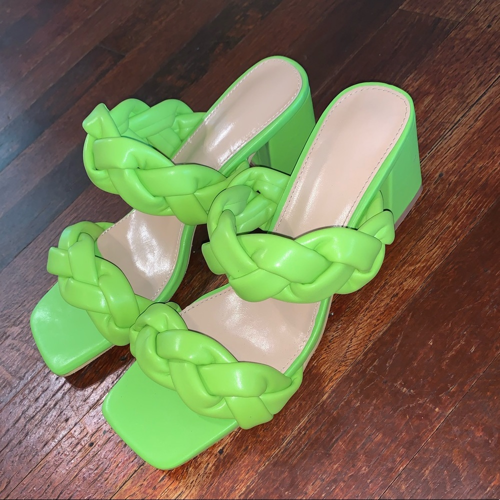 Lime green mules